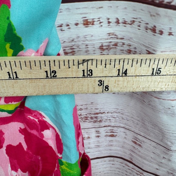 Lilly Pulitzer Dress Pink Floral Turquoise Cotton Blend Pockets Size‎ 0 - Picture 10 of 11